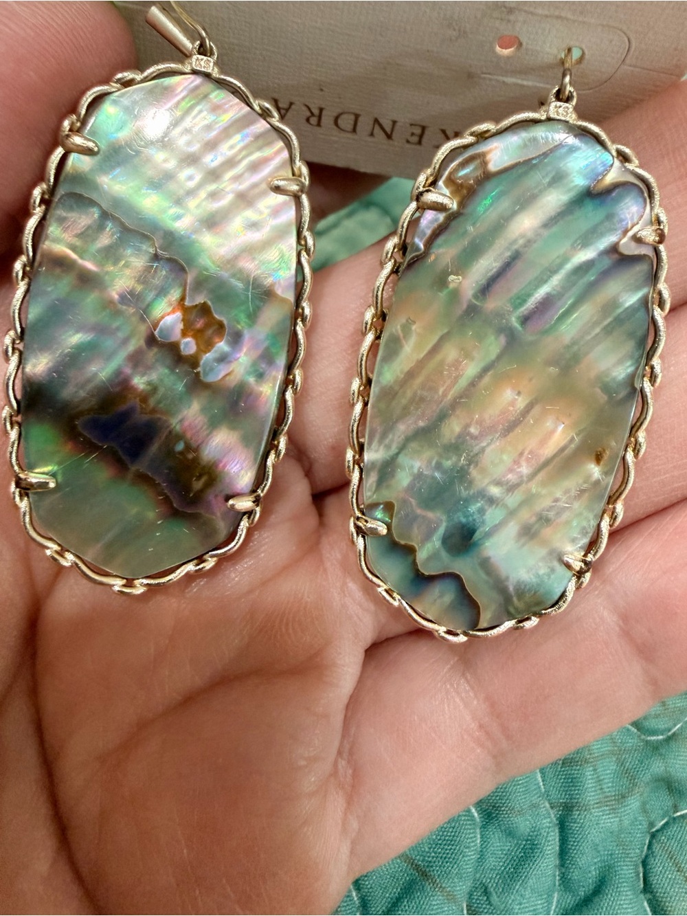 Kendra Scott Danielle Macrame abalone earrings in gold tone hardware - Picture 3 of 6